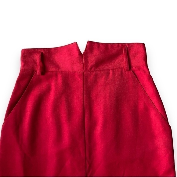 VINTAGE Michelle Stuart Red High-Waisted Wool Blend Pencil Skirt | Size 8 - Picture 2 of 9
